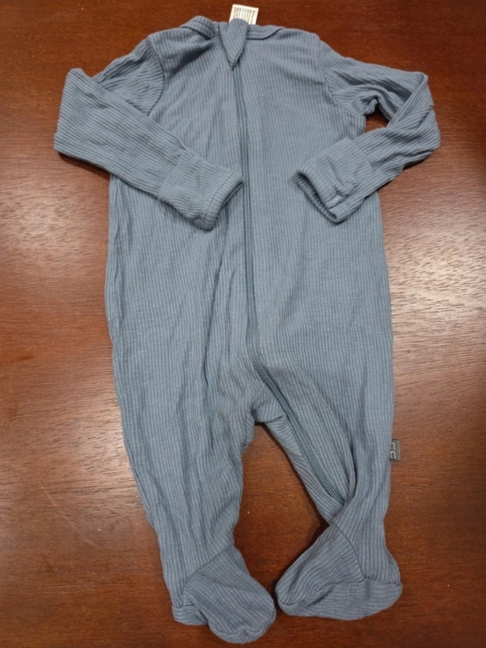 Ribbed Footed One-Piece in Slate Blue - Kids